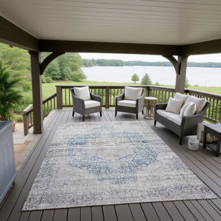 Dalyn Karaj KJ8 Blue Machine Washable Area Rug Outdoor Lifestyle Image Feature