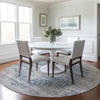 Dalyn Karaj KJ8 Blue Machine Washable Area Rug Round Lifestyle Image Feature