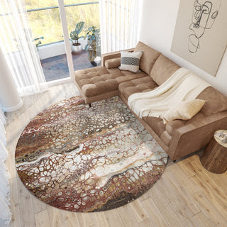 Dalyn Kikiamo KK15 Canyon Machine Washable Area Rug Round Lifestyle Image Feature