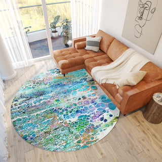 Dalyn Kikiamo KK20 Twilight Machine Washable Area Rug Round Lifestyle Image Feature