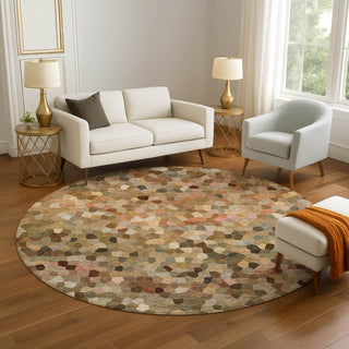 Dalyn Kaleidoscope KL1 Canyon Machine Washable Area Rug Round Lifestyle Image Feature