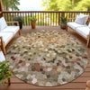 Dalyn Kaleidoscope KL1 Canyon Machine Washable Area Rug Round Outdoor Lifestyle Image Feature