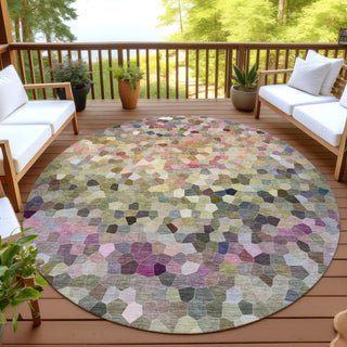 Dalyn Kaleidoscope KL1 Meadow Machine Washable Area Rug Round Outdoor Lifestyle Image Feature