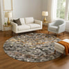 Dalyn Kaleidoscope KL1 Pewter Machine Washable Area Rug Round Lifestyle Image Feature