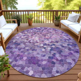 Dalyn Kaleidoscope KL1 Plum Machine Washable Area Rug Round Outdoor Lifestyle Image Feature