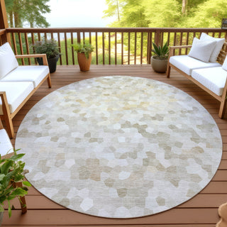 Dalyn Kaleidoscope KL1 Putty Machine Washable Area Rug Round Outdoor Lifestyle Image Feature