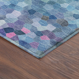 Dalyn Kaleidoscope KL1 Turquoise Machine Washable Area Rug Corner Image