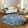 Dalyn Kaleidoscope KL1 Turquoise Machine Washable Area Rug Round Lifestyle Image Feature