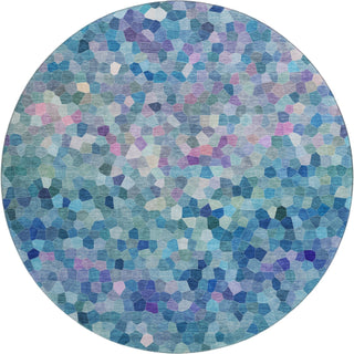 Dalyn Kaleidoscope KL1 Turquoise Machine Washable Area Rug Round Main Image