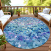 Dalyn Kaleidoscope KL1 Turquoise Machine Washable Area Rug Round Outdoor Lifestyle Image Feature