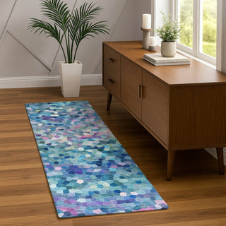 Dalyn Kaleidoscope KL1 Turquoise Machine Washable Area Rug Runner Lifestyle Image Feature