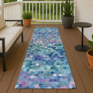 Dalyn Kaleidoscope KL1 Turquoise Machine Washable Area Rug Runner Outdoor Lifestyle Image Feature