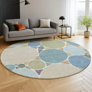 Dalyn Kenner KN1 Seaside Area Rug Round Lifestyle Image Feature