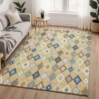 Dalyn Kenner KN10 Gold Area Rug Lifestyle Image Feature