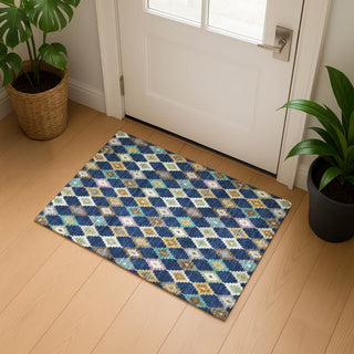 Dalyn Kenner KN10 Navy Area Rug Scatter Lifestyle Image Feature