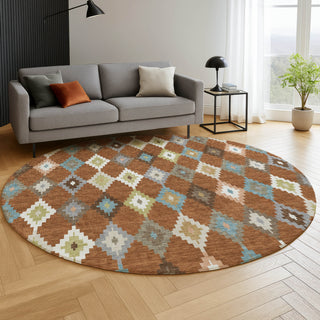 Dalyn Kenner KN10 Paprika Area Rug Round Lifestyle Image Feature