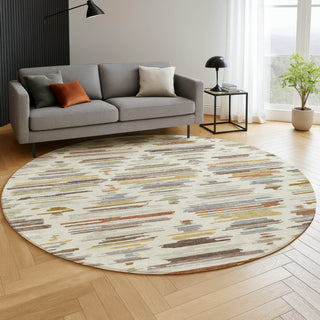 Dalyn Kenner KN2 Ivory Area Rug Round Lifestyle Image Feature