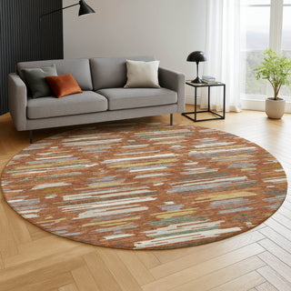 Dalyn Kenner KN2 Paprika Area Rug Round Lifestyle Image Feature