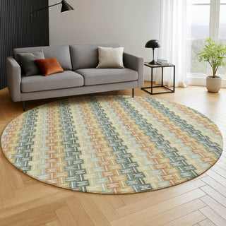 Dalyn Kenner KN3 Basil Area Rug Round Lifestyle Image Feature