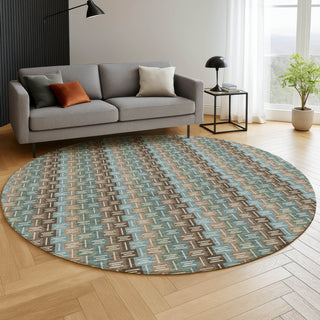 Dalyn Kenner KN3 Brown Area Rug Round Lifestyle Image Feature