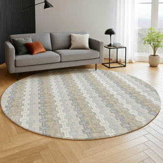 Dalyn Kenner KN3 Ivory Area Rug Round Lifestyle Image Feature