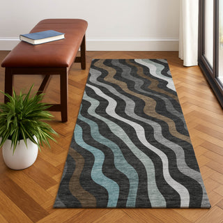 Dalyn Kenner KN4 Black Area Rug Runner Lifestyle Image Feature
