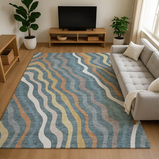 Dalyn Kenner KN4 Teal Area Rug Lifestyle Image Feature