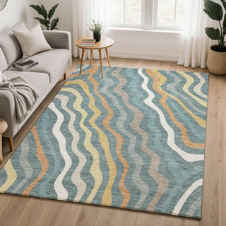 Dalyn Kenner KN4 Teal Area Rug Lifestyle Image Feature
