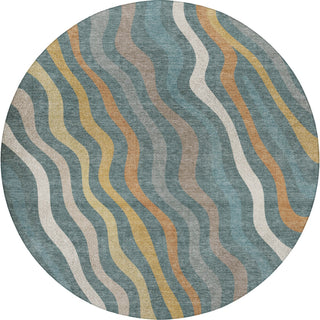 Dalyn Kenner KN4 Teal Area Rug Round Main Image