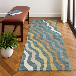Dalyn Kenner KN4 Teal Area Rug Runner Lifestyle Image Feature
