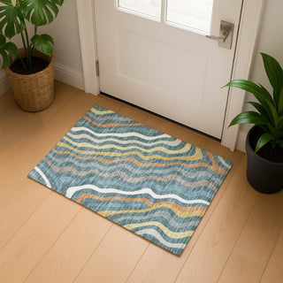 Dalyn Kenner KN4 Teal Area Rug Scatter Lifestyle Image Feature
