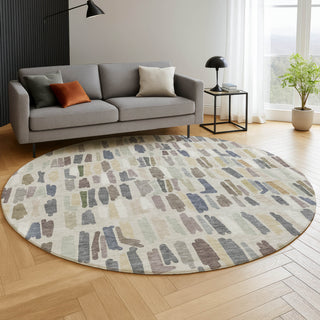 Dalyn Kenner KN5 Linen Area Rug Round Lifestyle Image Feature