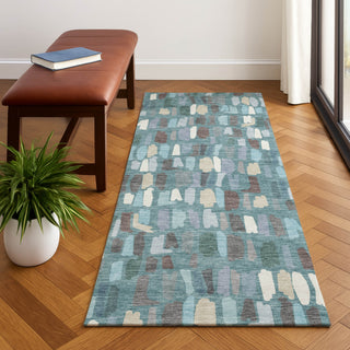 Dalyn Kenner KN5 Teal Area Rug Runner Lifestyle Image Feature