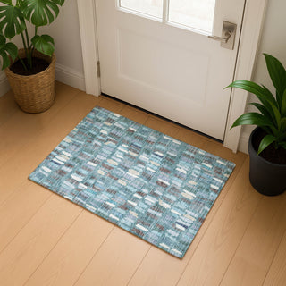 Dalyn Kenner KN5 Teal Area Rug Scatter Lifestyle Image Feature