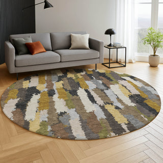 Dalyn Kenner KN6 Black Area Rug Round Lifestyle Image Feature
