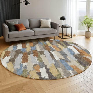 Dalyn Kenner KN6 Chocolate Area Rug Round Lifestyle Image Feature