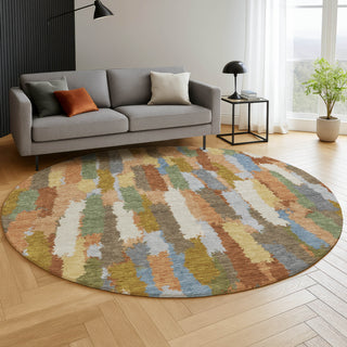 Dalyn Kenner KN6 Copper Area Rug Round Lifestyle Image Feature