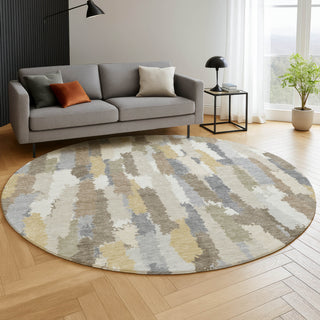 Dalyn Kenner KN6 Ivory Area Rug Round Lifestyle Image Feature