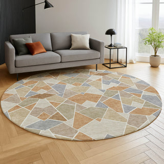 Dalyn Kenner KN8 Copper Area Rug Round Lifestyle Image Feature