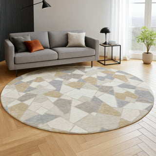 Dalyn Kenner KN8 Ivory Area Rug Round Lifestyle Image Feature