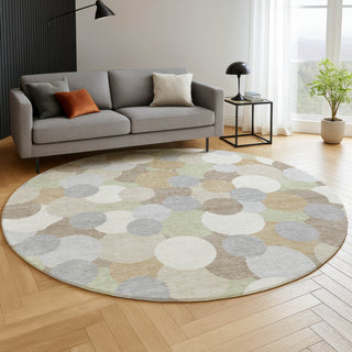 Dalyn Kenner KN9 Khaki Area Rug Round Lifestyle Image Feature