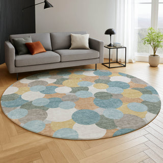 Dalyn Kenner KN9 Seaside Area Rug Round Lifestyle Image Feature