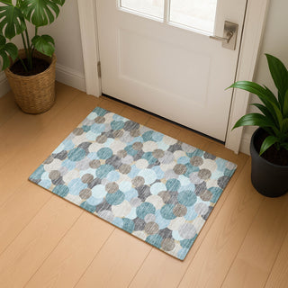 Dalyn Kenner KN9 Turquoise Area Rug Scatter Lifestyle Image Feature