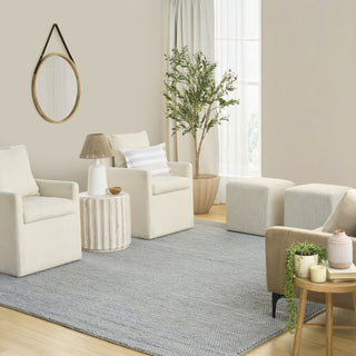 Nourison Pure Knots KNT01 Denim Area Rug by DKNY Corner Image