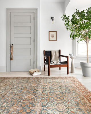 Loloi Layla LAY-04 Ocean/Rust Area Rug Lifestyle Image Feature