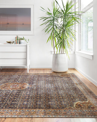 Loloi II Layla LAY-09 Cobalt Blue/Spice Area Rug Lifestyle Image Feature