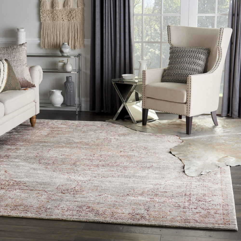 Nourison Lucent LCN07 Silver Red Area Rug by Home Room Image Feature