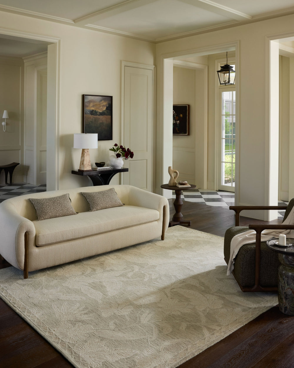 Loloi Lenore LNO-01 Sage / Natural Area Rug Lifestyle Image Feature