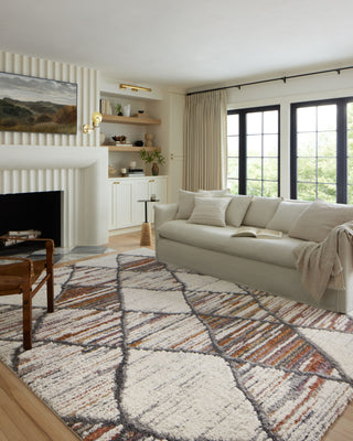 Loloi Levitt Shag LEV-05 Ivory/Fiesta Area Rug Lifestyle Image Feature