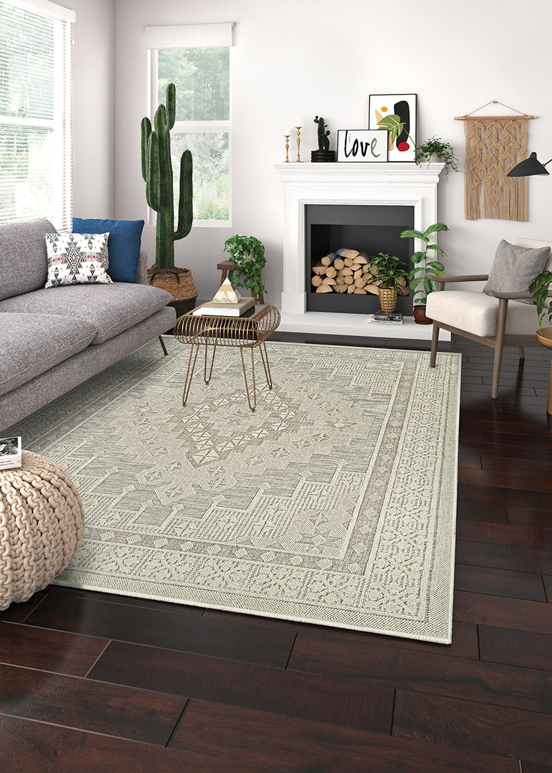 Couristan Liguria Sarzana Dove Grey Area Rug Lifestyle Image Feature